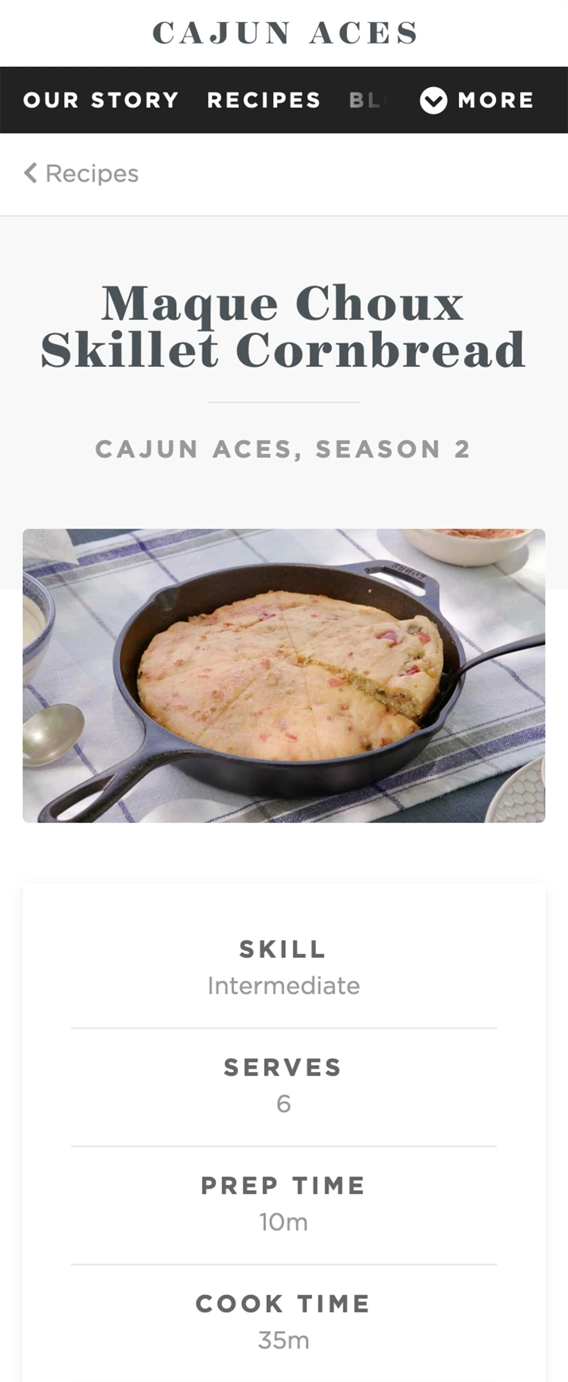 Cajun aces recipes 2x — mobile view